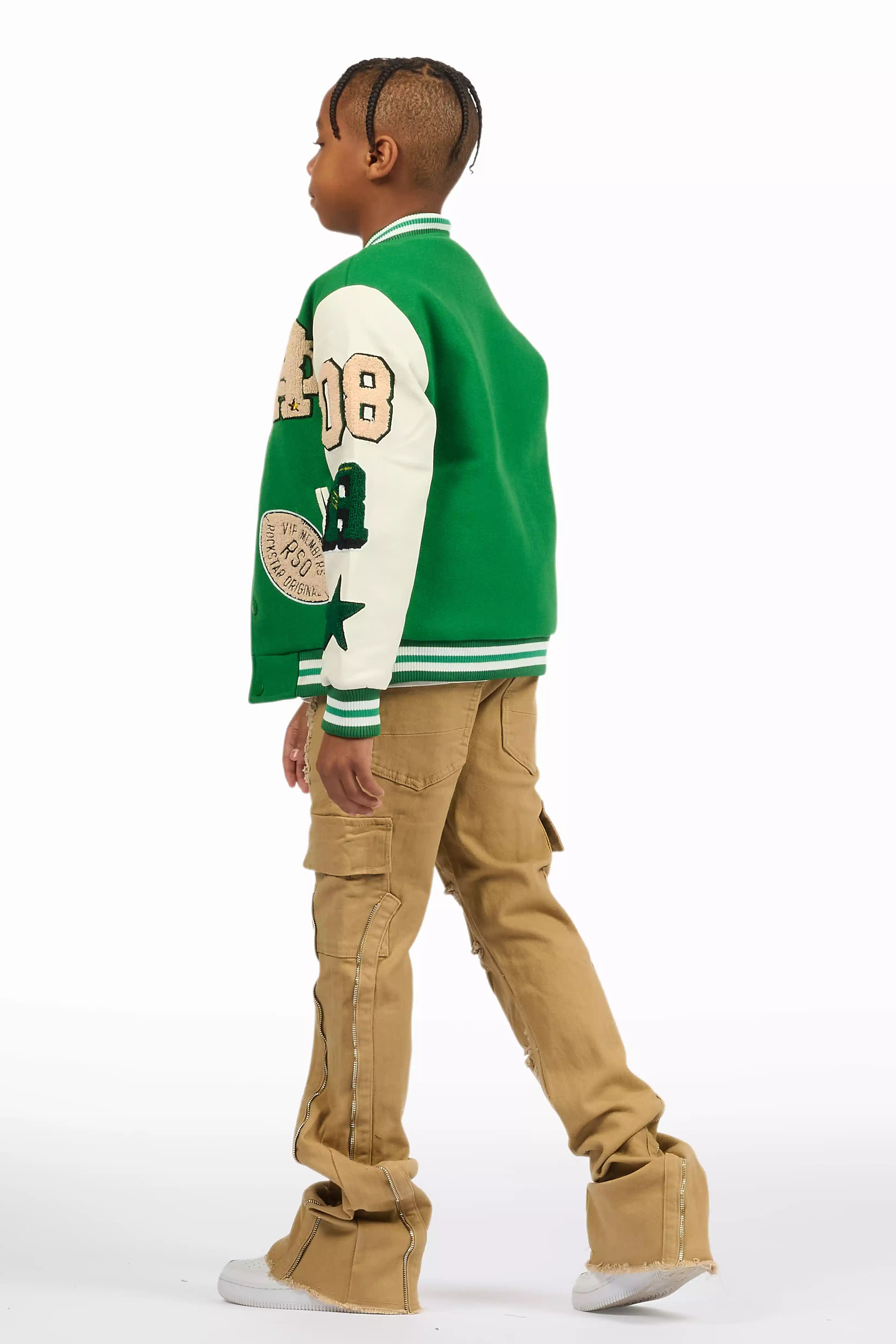 Boys Balser Green Varsity Jacket
