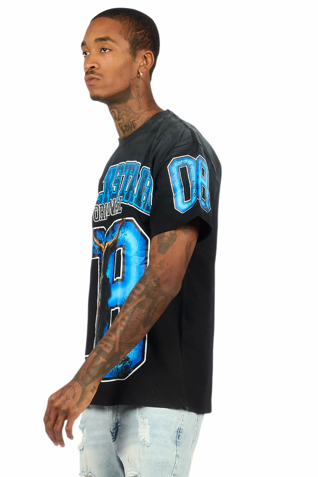 Fields Black/Blue Oversized Graphic T-Shirt