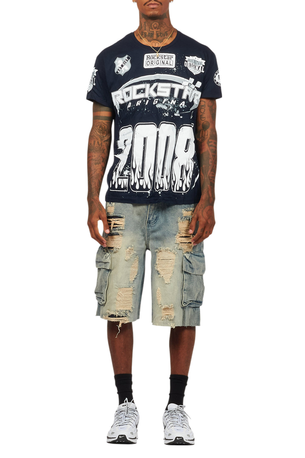 Amos Navy T-Shirt/Denim Short Set