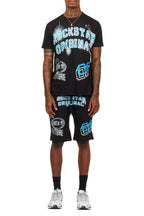 Macsen Black/Aqua T-Shirt/Short Set