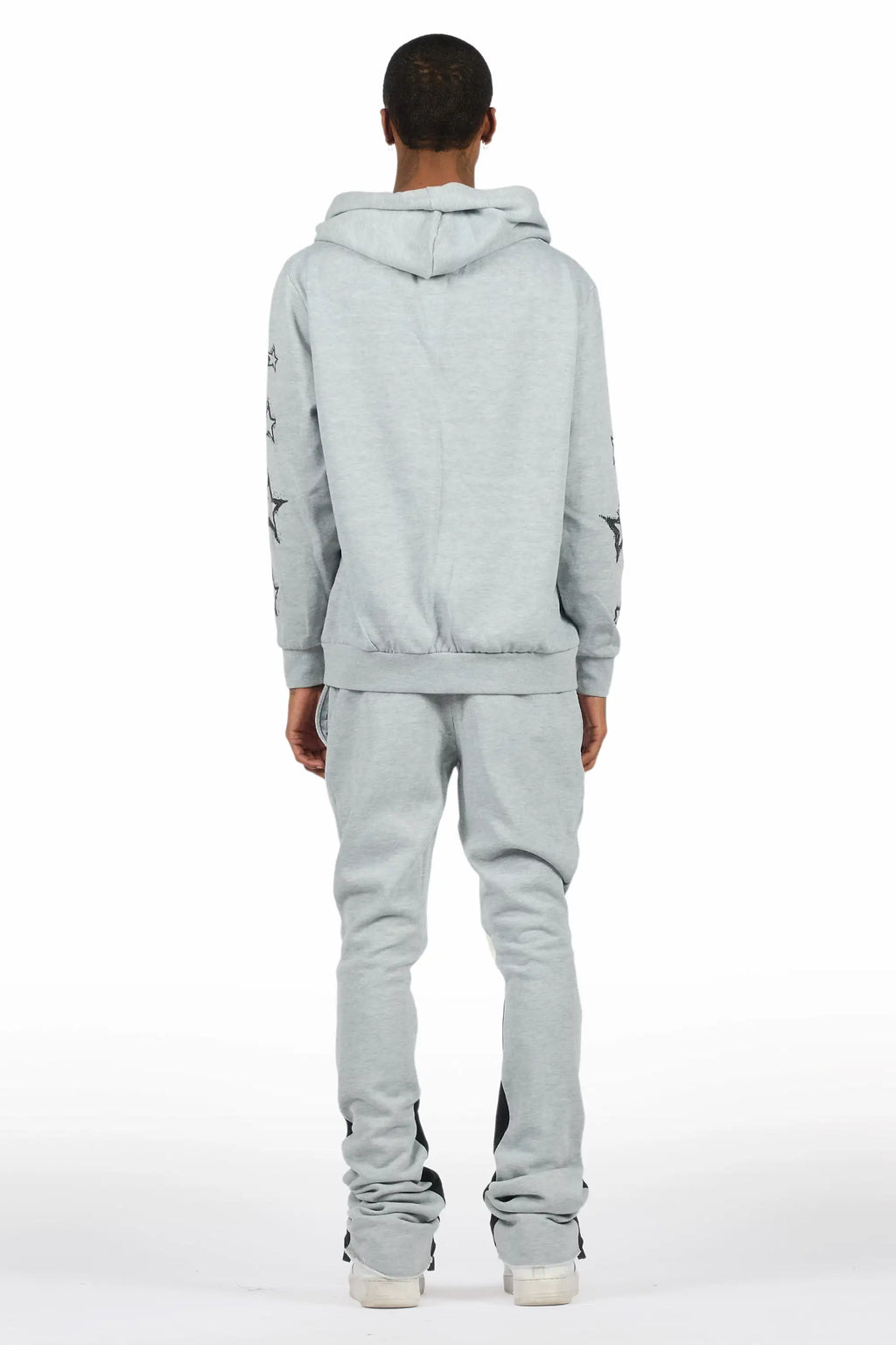 Nelz Heather Grey/Black Hoodie/Stacked Track Pant Set