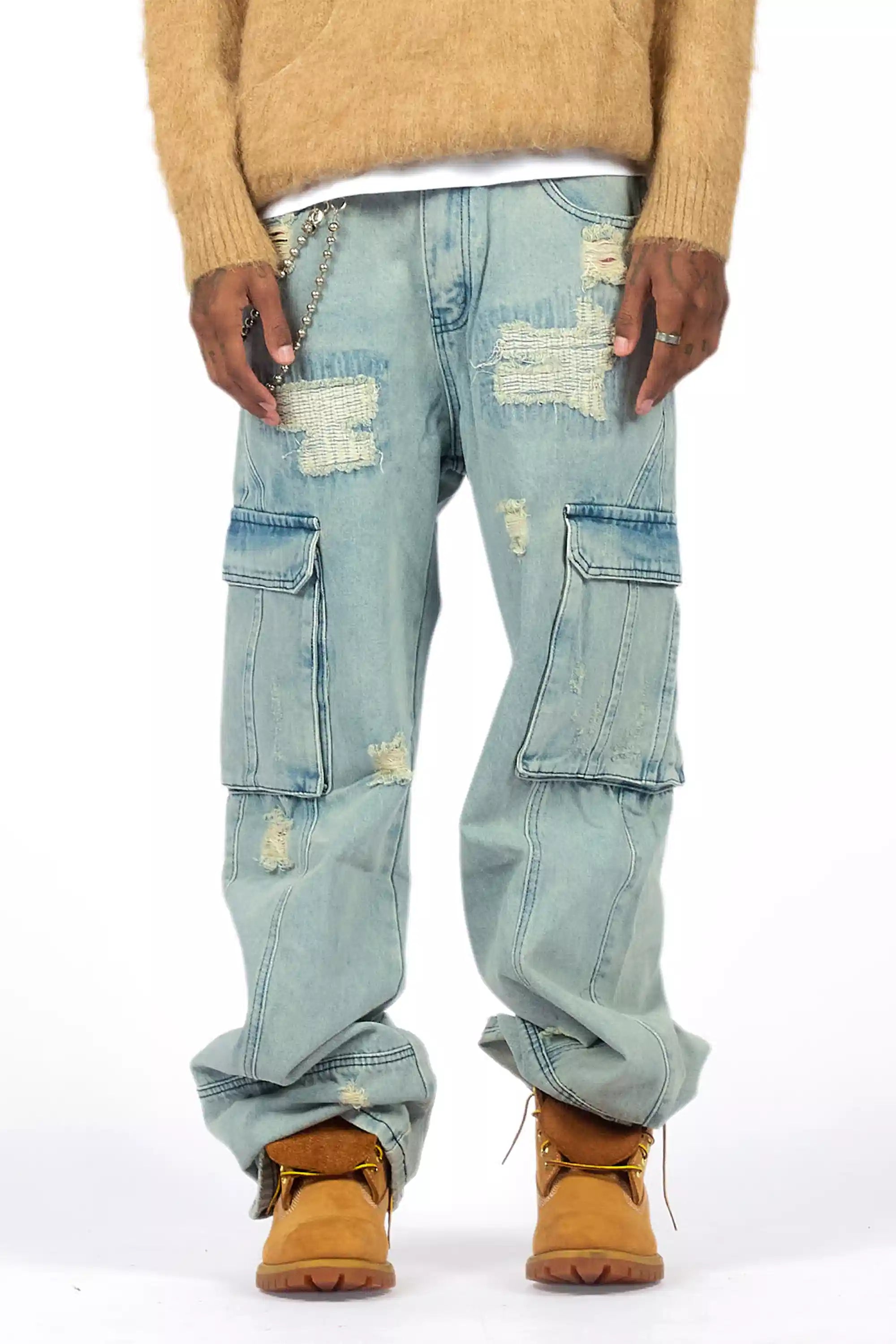 Nand Light Blue Baggy Cargo Jean