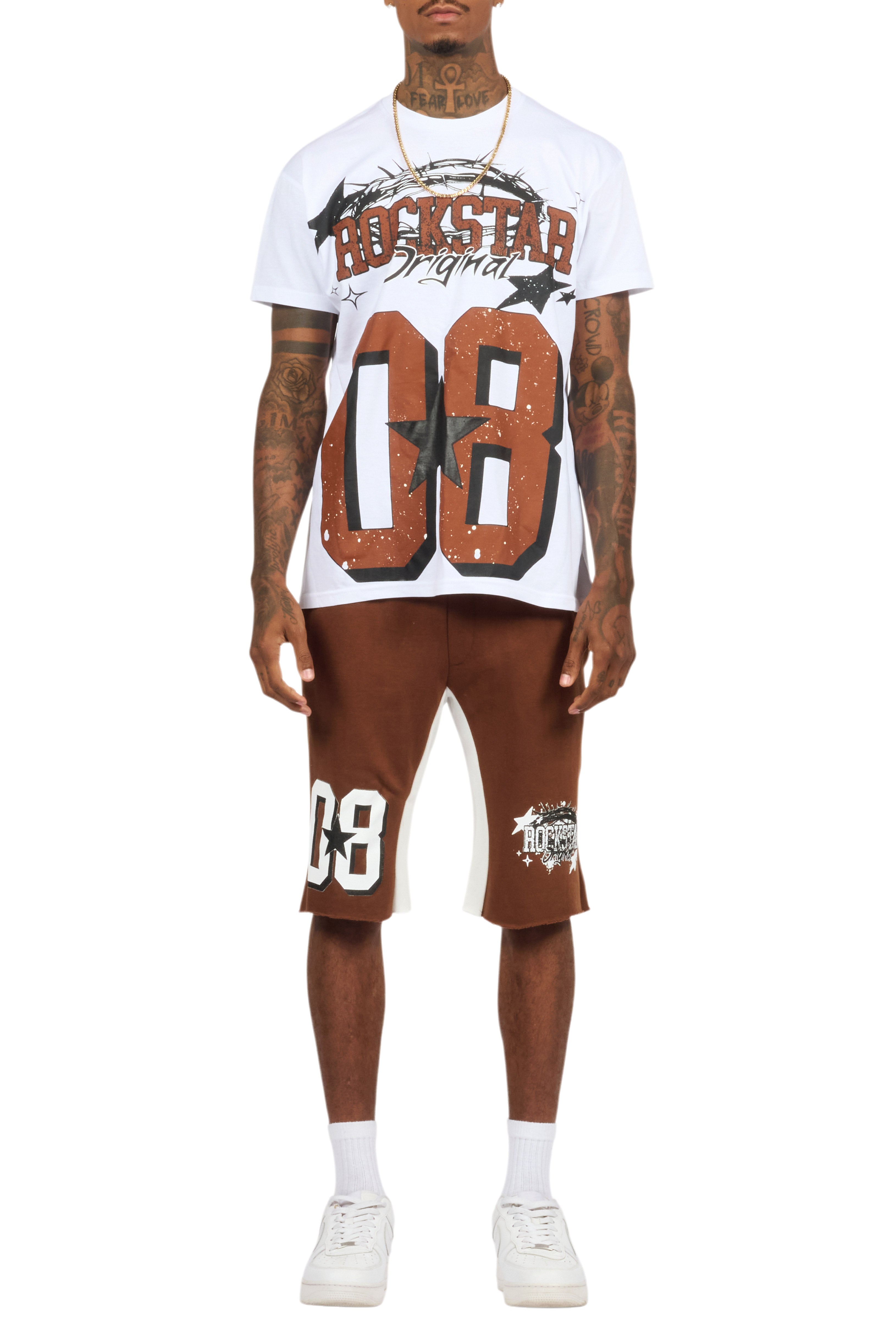 Allstar White/Brown T-Shirt Short Set