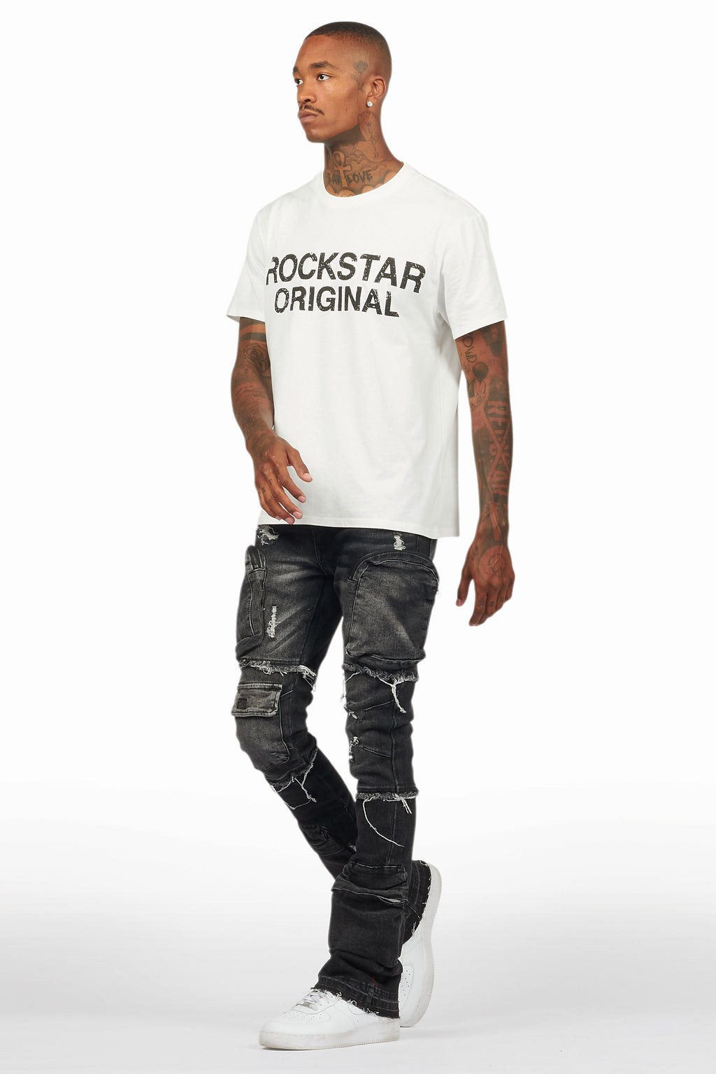 Shift Dark Grey Stacked Flare Jean