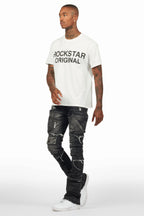 Shift Dark Grey Stacked Flare Jean