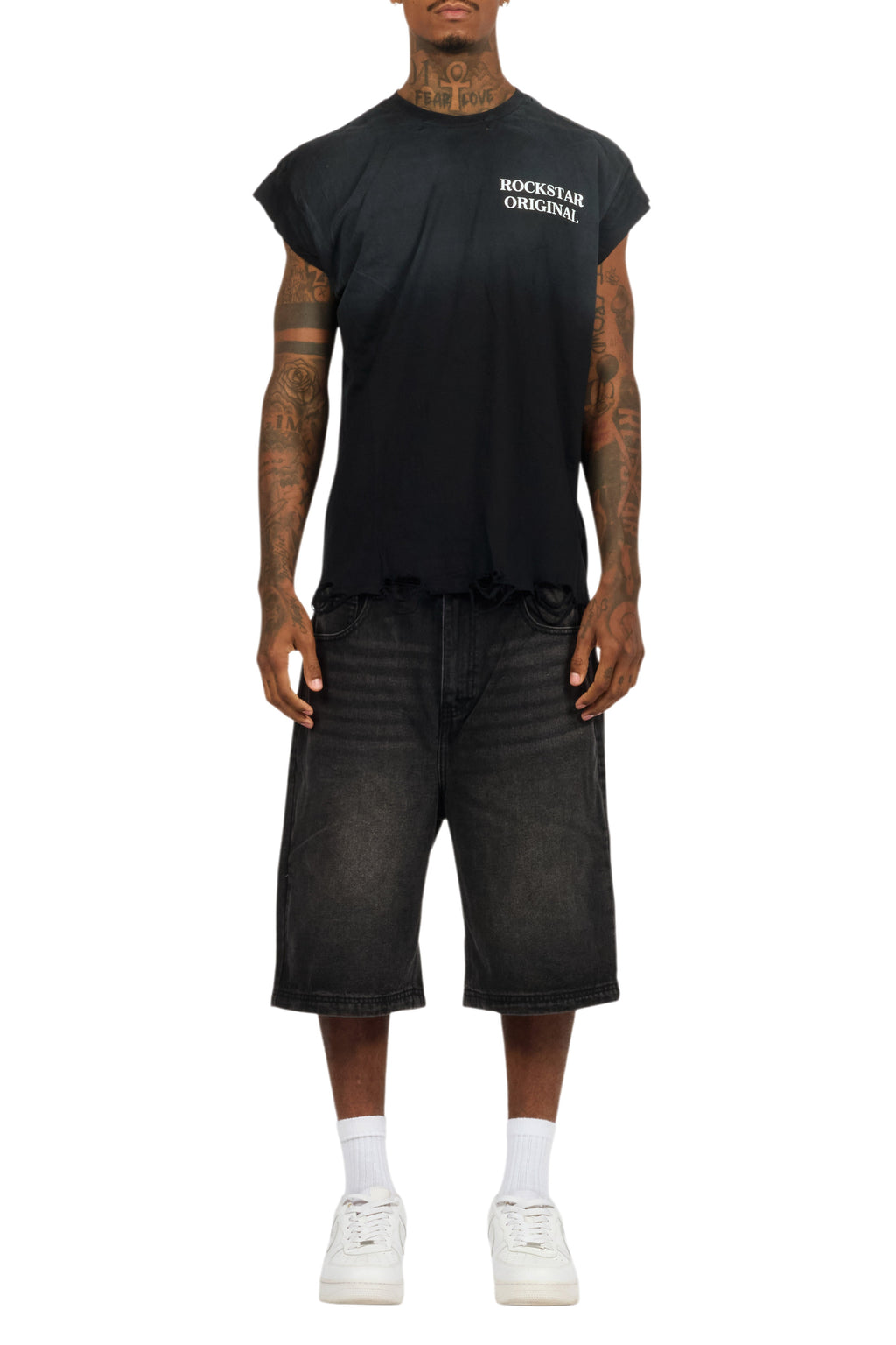 Drako Black Muscle Tee/Denim Jort Set