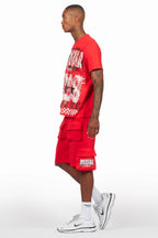 Racing Grung Red/Black T-Shirt Cargo Shorts Set