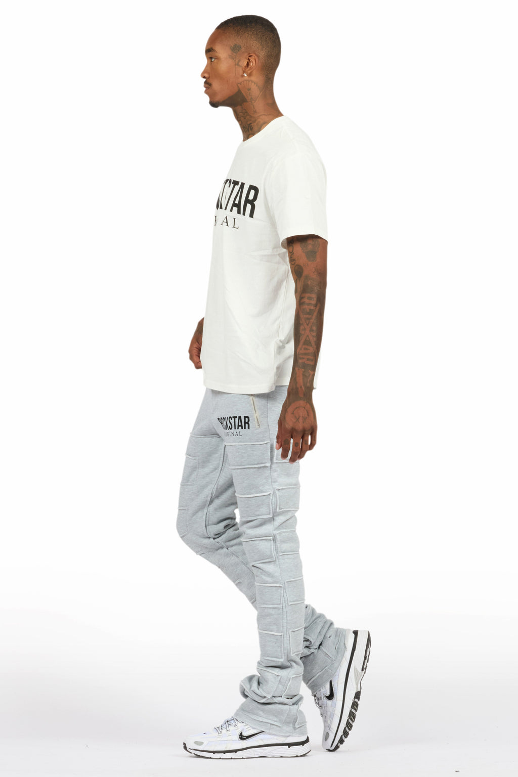 Emilio Heather Grey T-Shirt/Stacked Flare Track Set