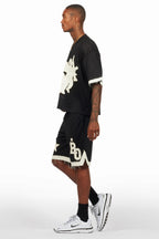Pluton Black Mesh T-Shirt/Short Set