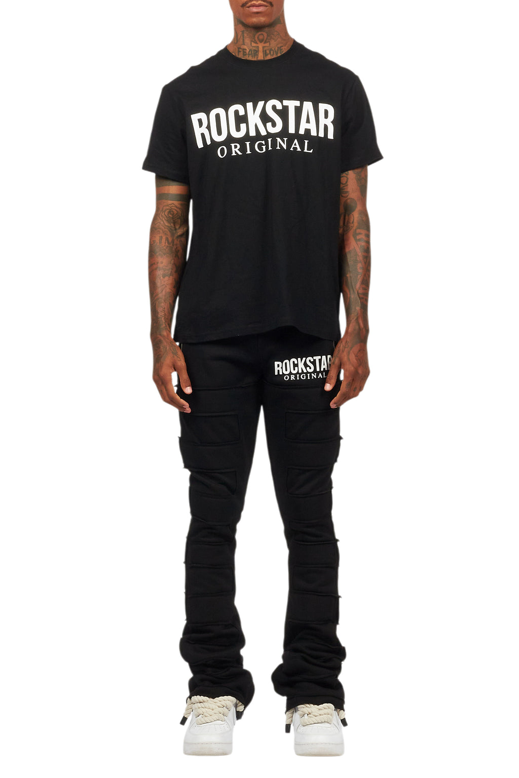 Emilio Black T-Shirt/Stacked Flare Track Set