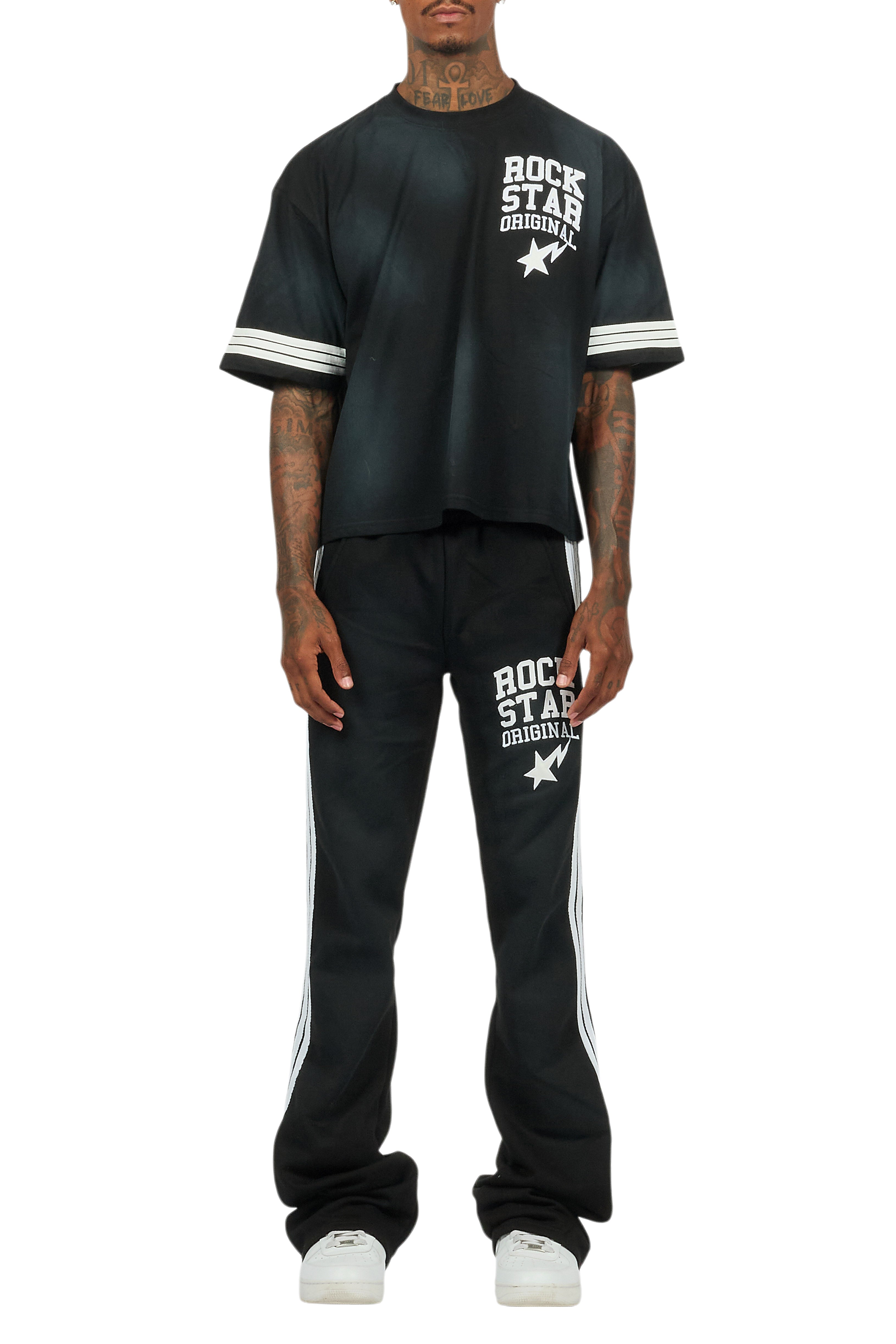 Gerrit Black T-Shirt/Stacked Flare Track Set