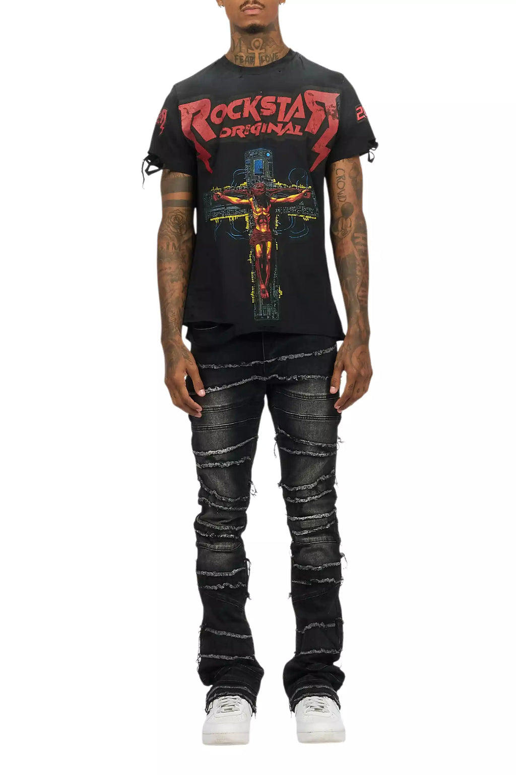 Franko Dark Grey Stacked Flare Jean