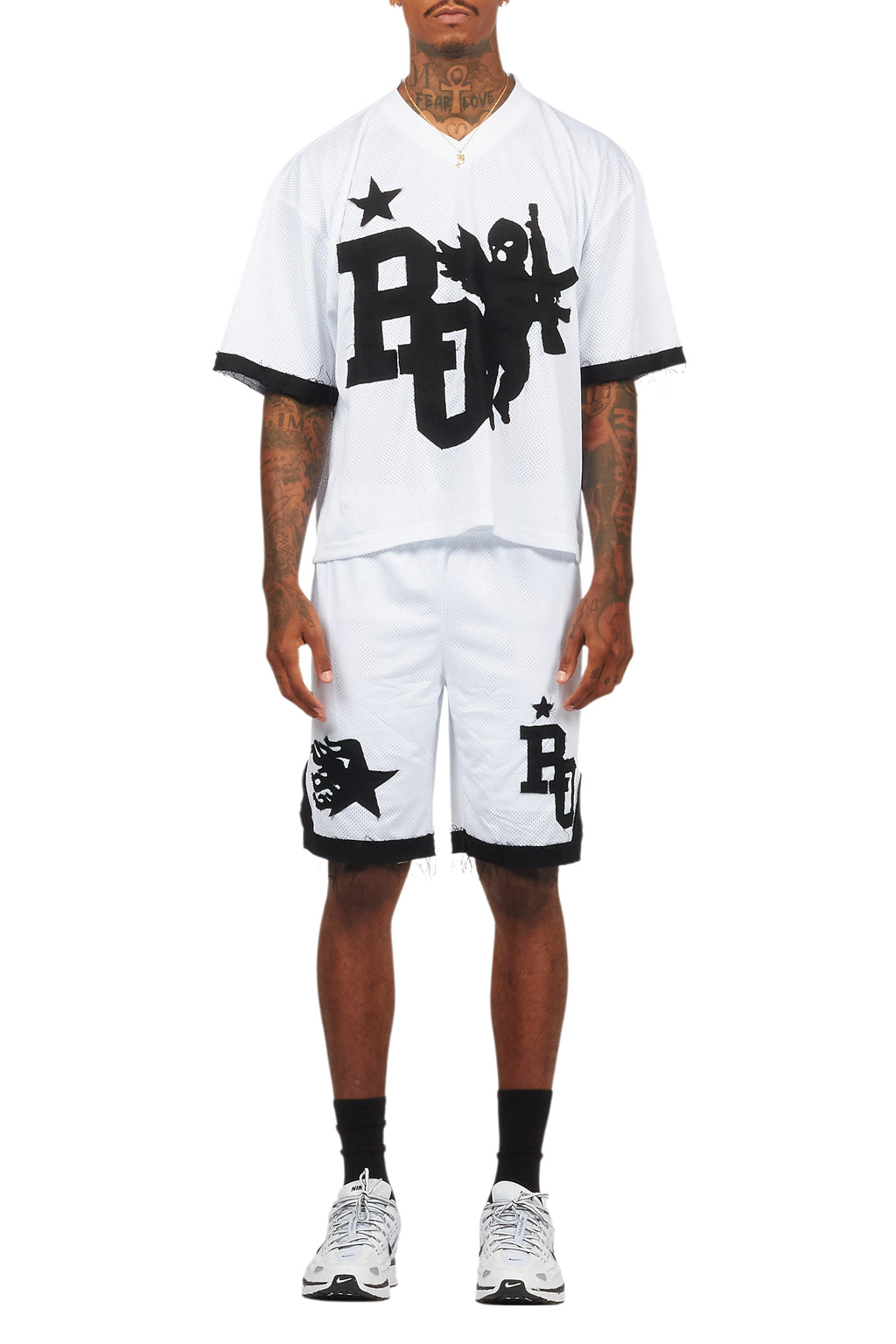 Pluton White Mesh T-Shirt/Short Set