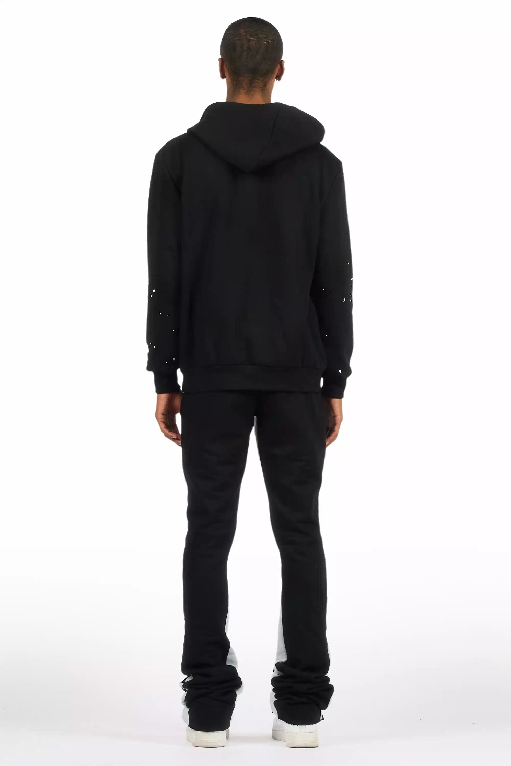 Raffer Black/White Hoodie/Super Stacked Flare Pant Set