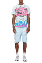 Beno Baby Blue T-Shirt Cargo Shorts Set