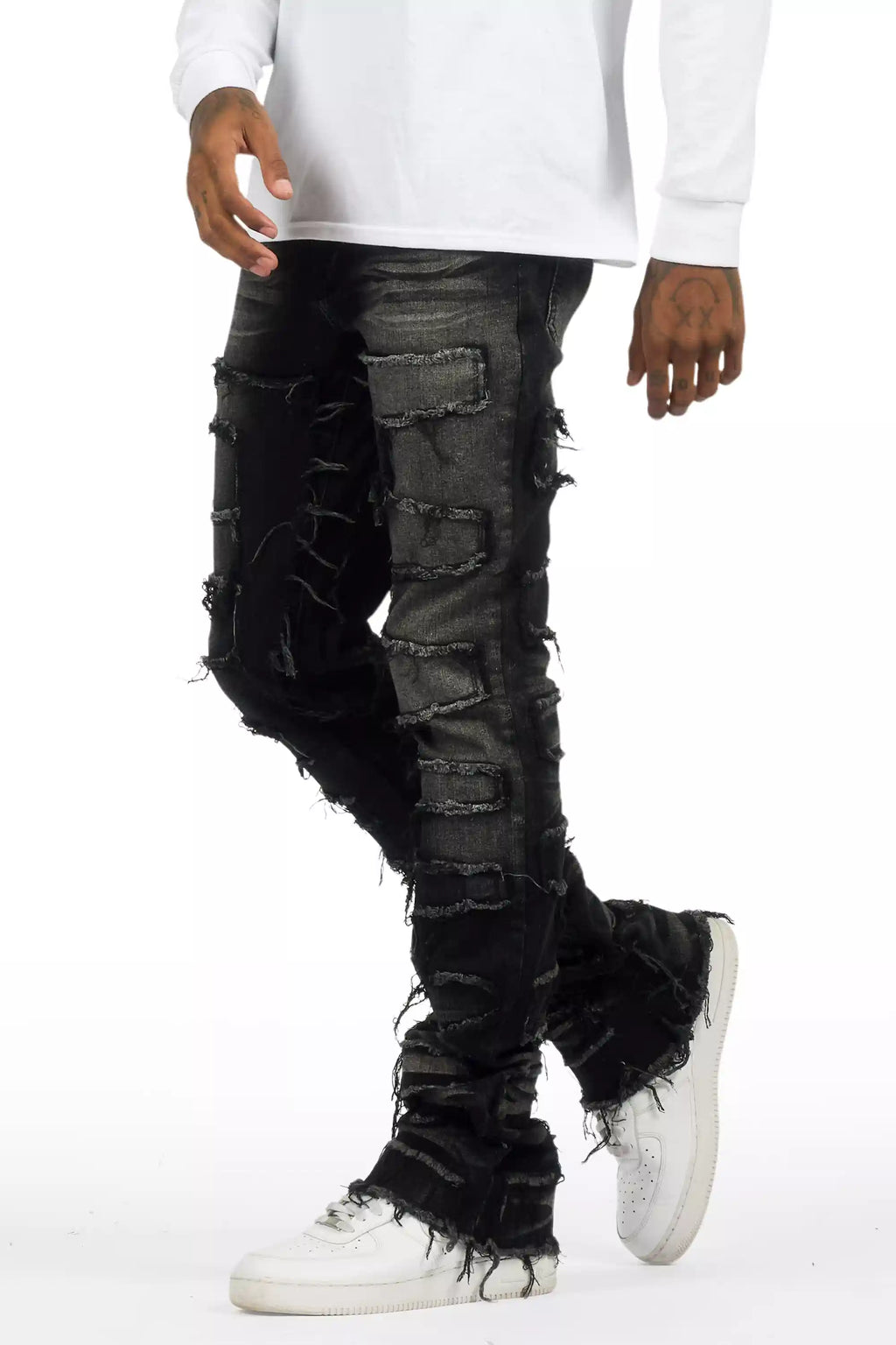 Shake Dark Grey Stacked Flare Jean