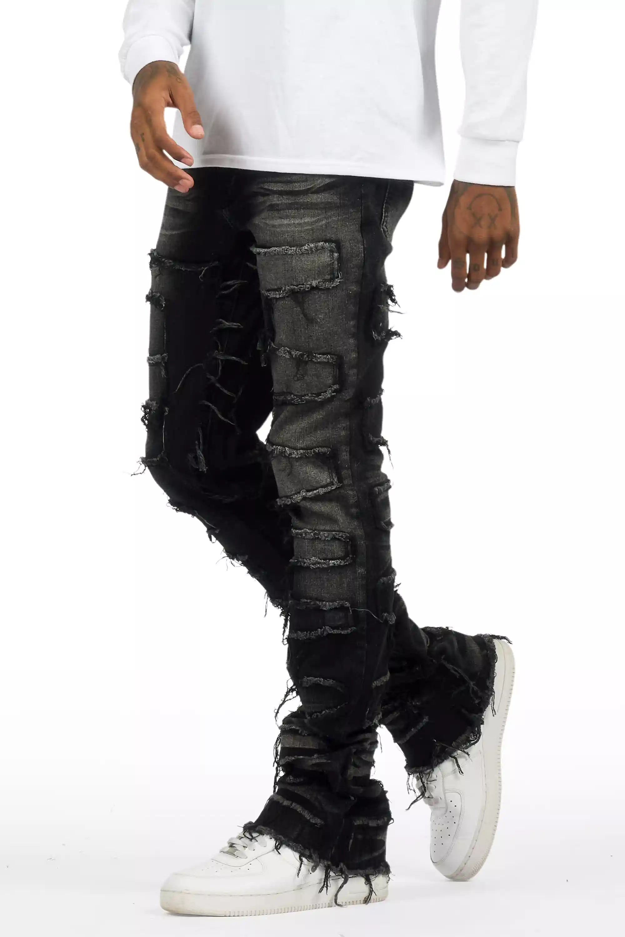 Shake Dark Grey Stacked Flare Jean