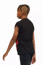 Boys Grill Black/Red Graphic Muscle T-Shirt