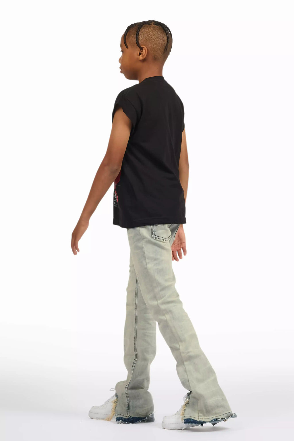 Boys Lakyn Light Wash Slim Stacked Flare Jean