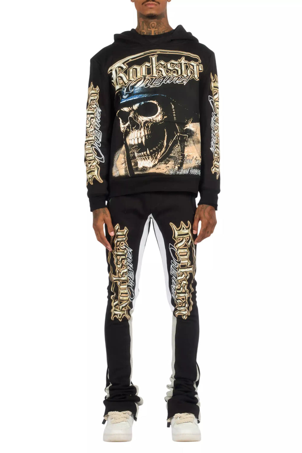 Kyce Black/Beige Hoodie/Super Stacked Track Set