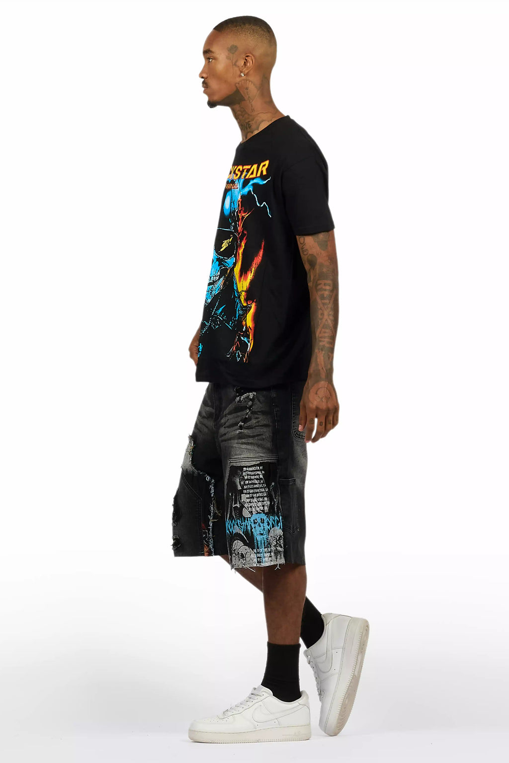 Balius Black T-Shirt/Denim Short Set