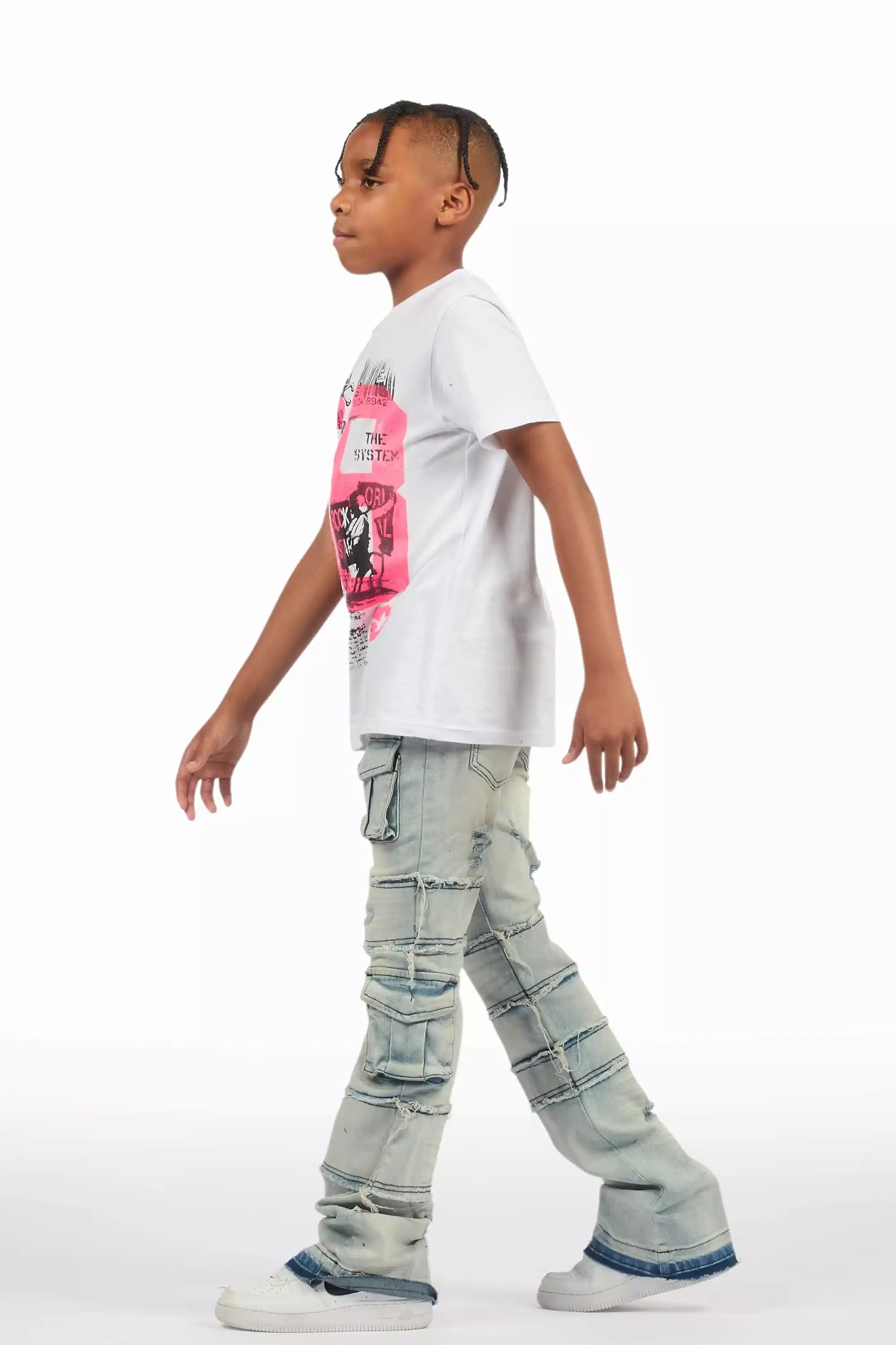 Boys Folant Light Blue Stacked Flare Jean