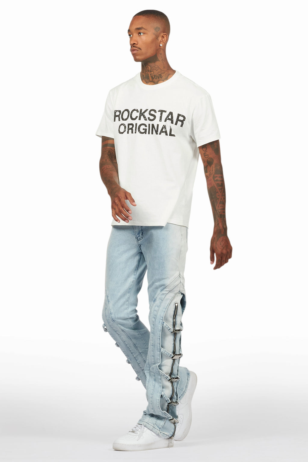 Attila Light Blue Stacked Flare Jean