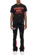 Scottie Black/Red T-Shirt/Stacked Flare Track Pant Set