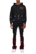Raffer Black/Bright Red Hoodie/Stacked Flare Pant Set