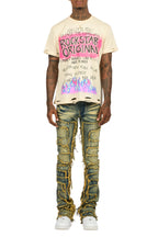 Beno Beige T-Shirt & Shake Tint Stacked Flare Jean Bundle
