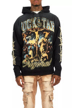 Waller Black Graphic Distressed Hoodie