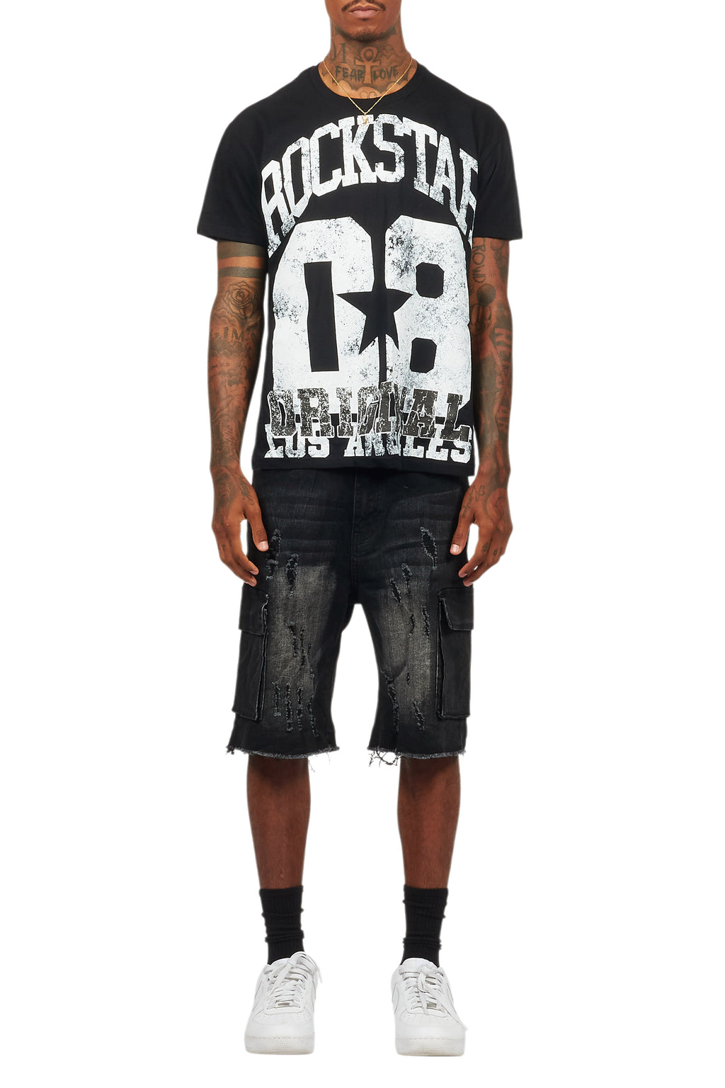 Kalix Black T-Shirt/Denim Short Set