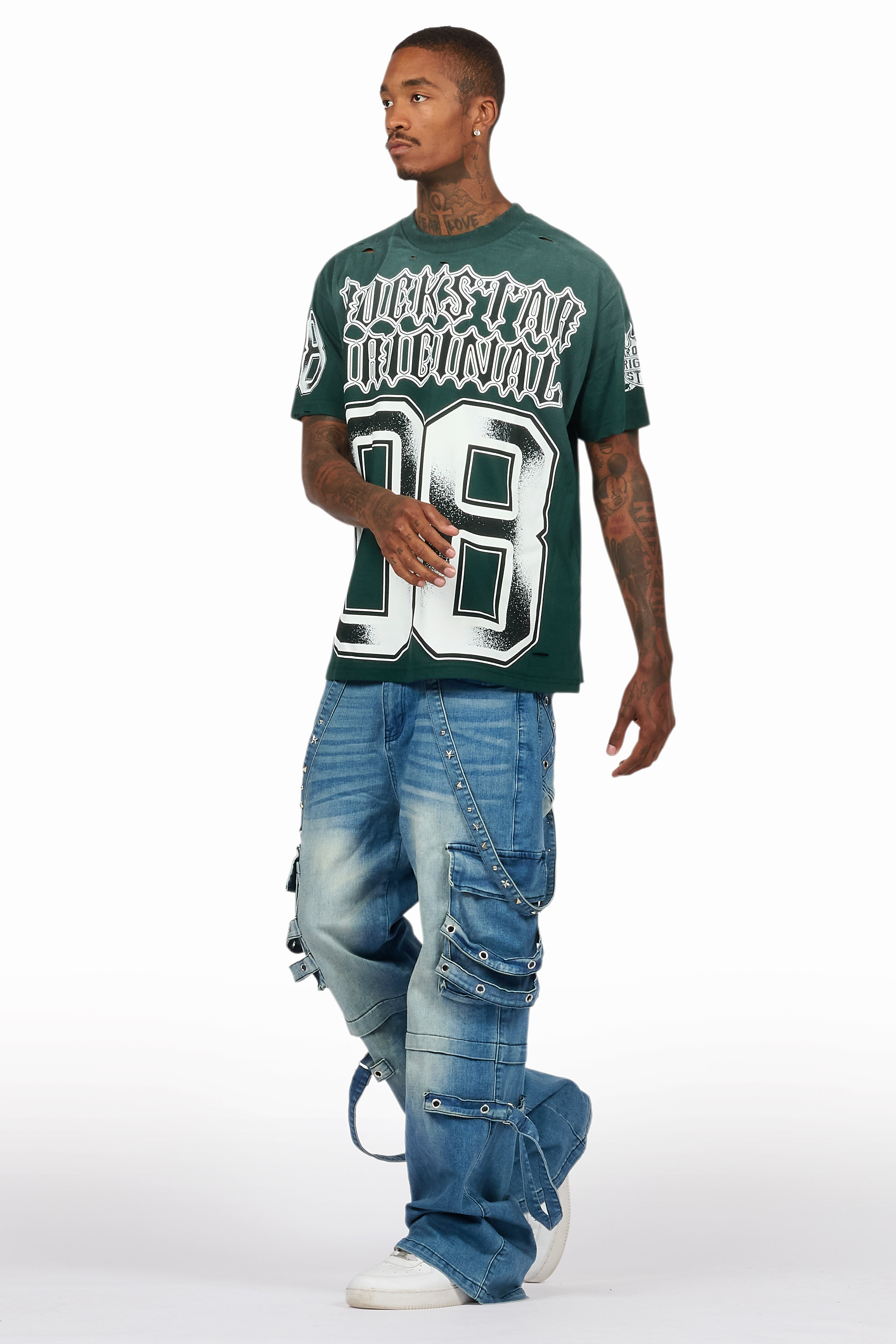 Nealon Blue Wash Baggy Cargo Fit Jean