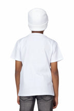 Boys Uzziel White T-Shirt/Super Stacked Flare Jean