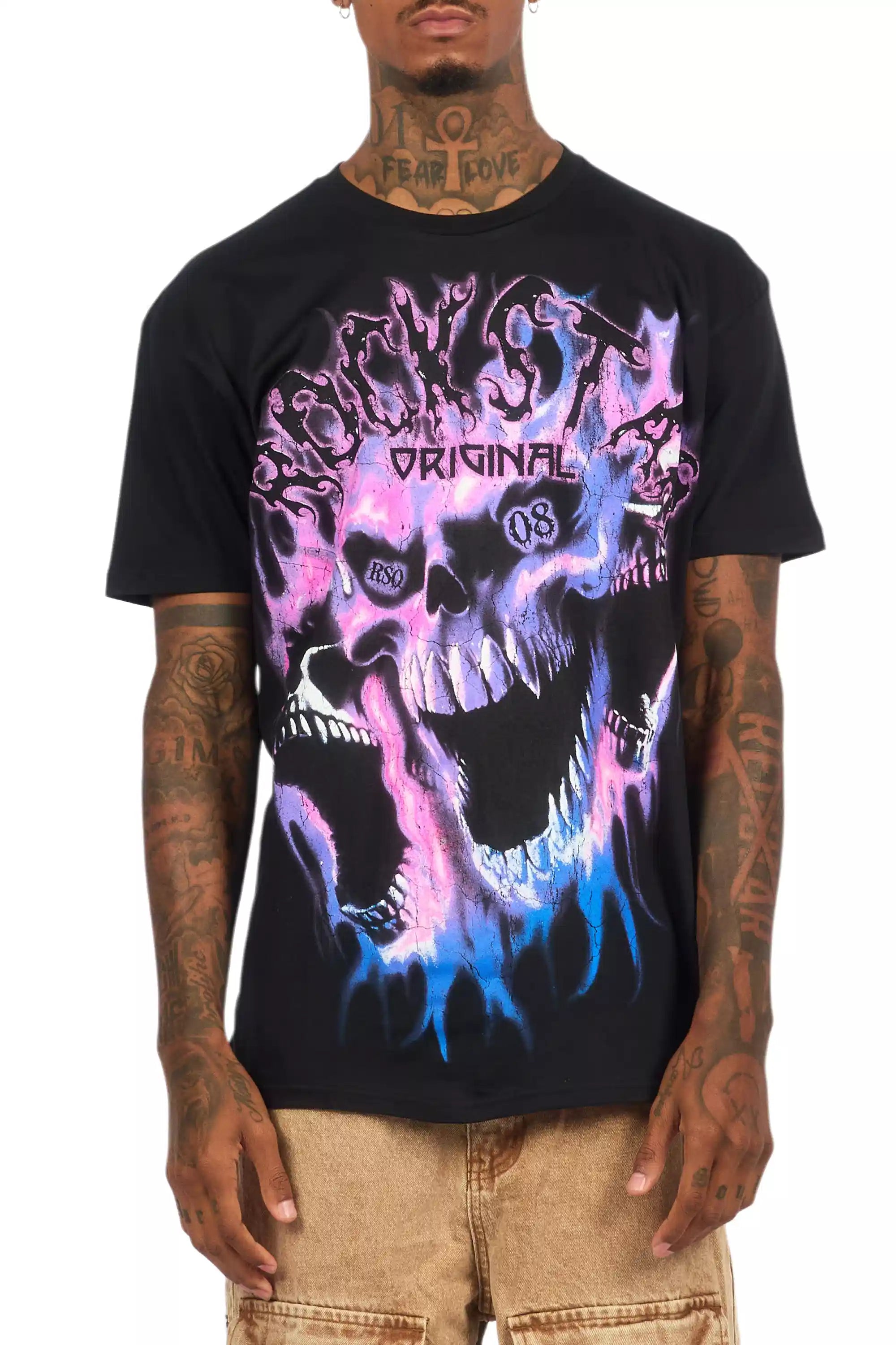 Lucen Black/Purple Oversized Graphic T-Shirt