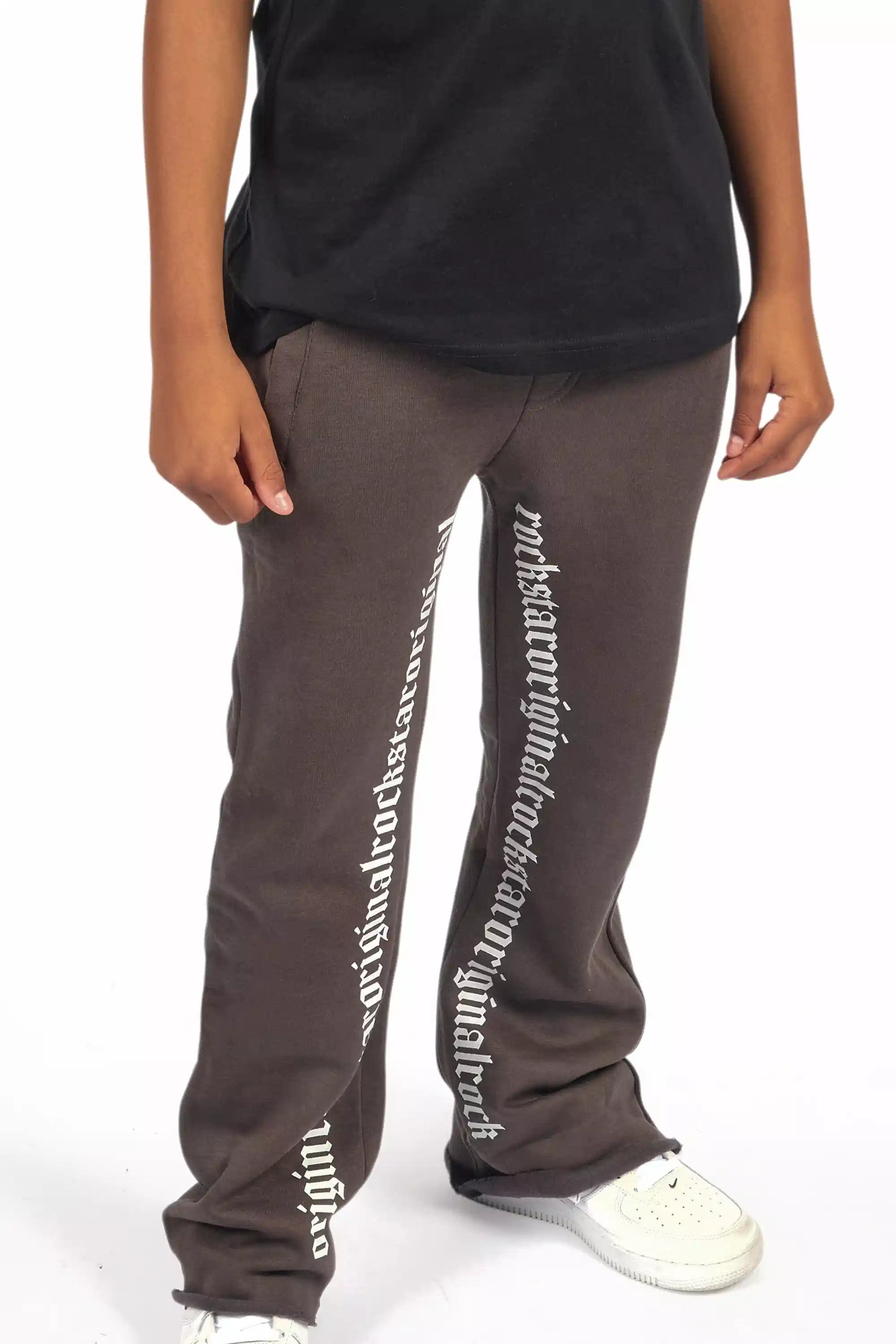 Boys Callie Vintage Grey Stacked Flare Pants