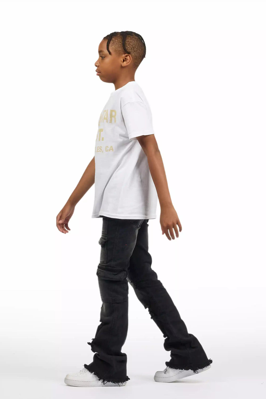 Boys Kade Black Stacked Flare Jean