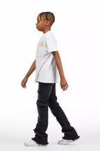 Boys Kade Black Stacked Flare Jean