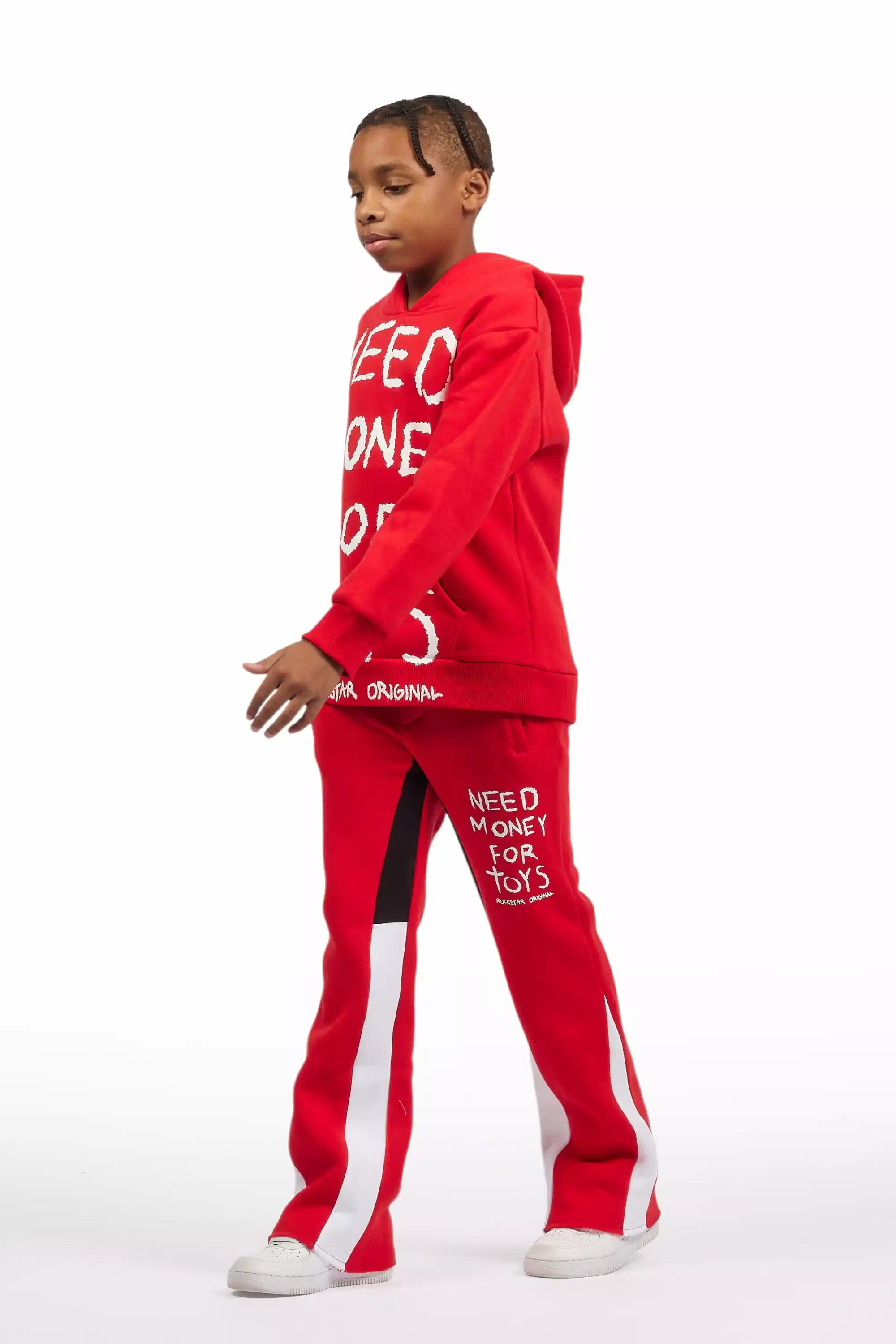 Boys M4 Toys Red/White Hoodie Stacked Flare Track Set
