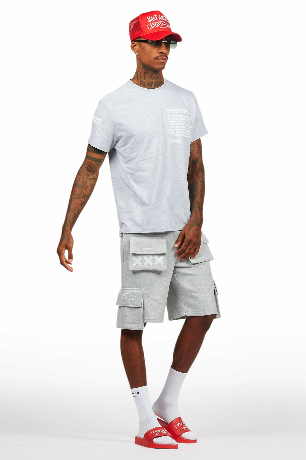 Jash Heather Grey/White Short Set