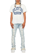 Shake Light Blue Rhinestone Stacked Flare Jean