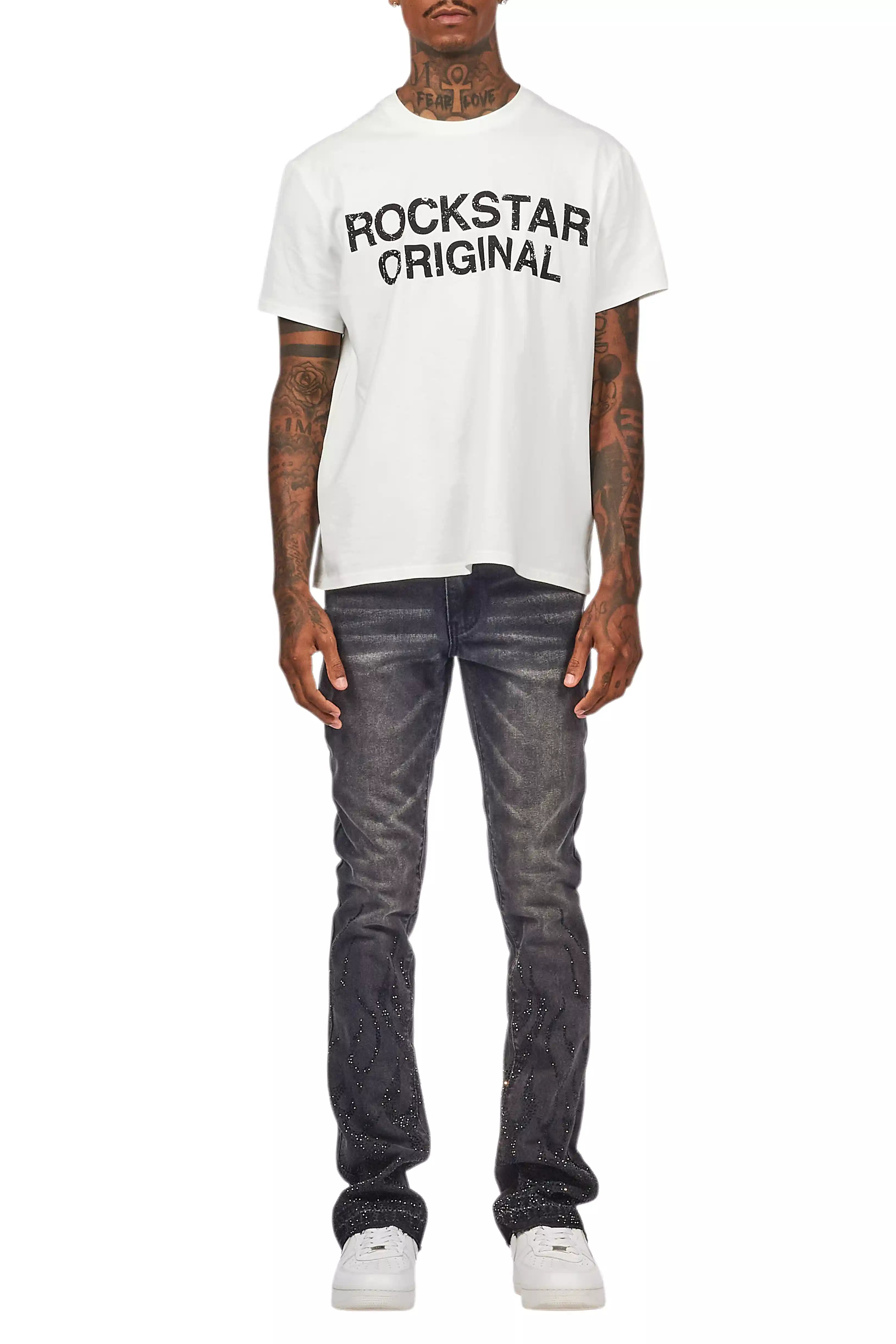 Machete Dark Grey Stacked Flare Jean