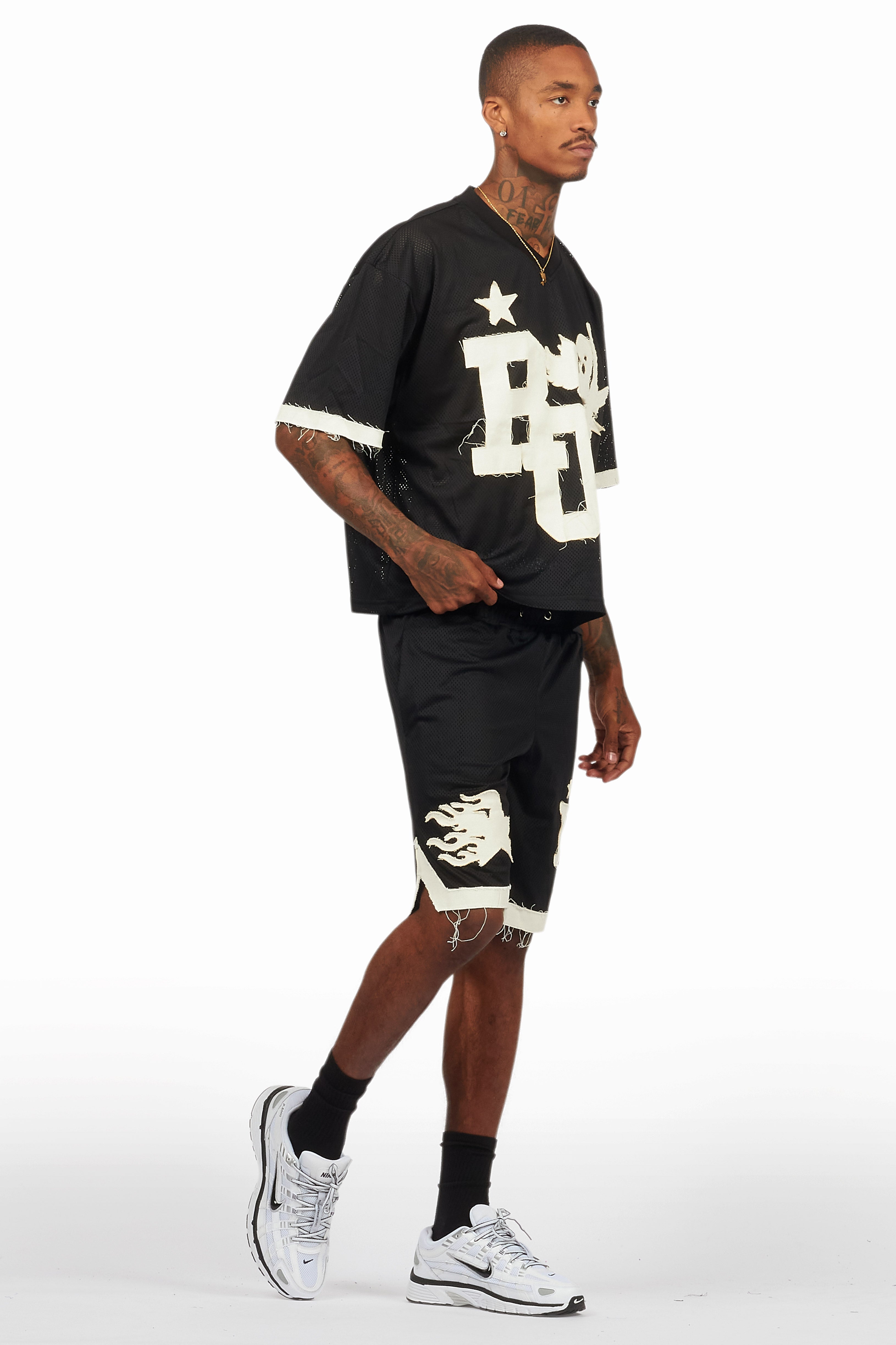 Pluton Black Mesh T-Shirt/Short Set