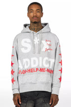 Addict Heather Grey/Red Graphic Hoodie