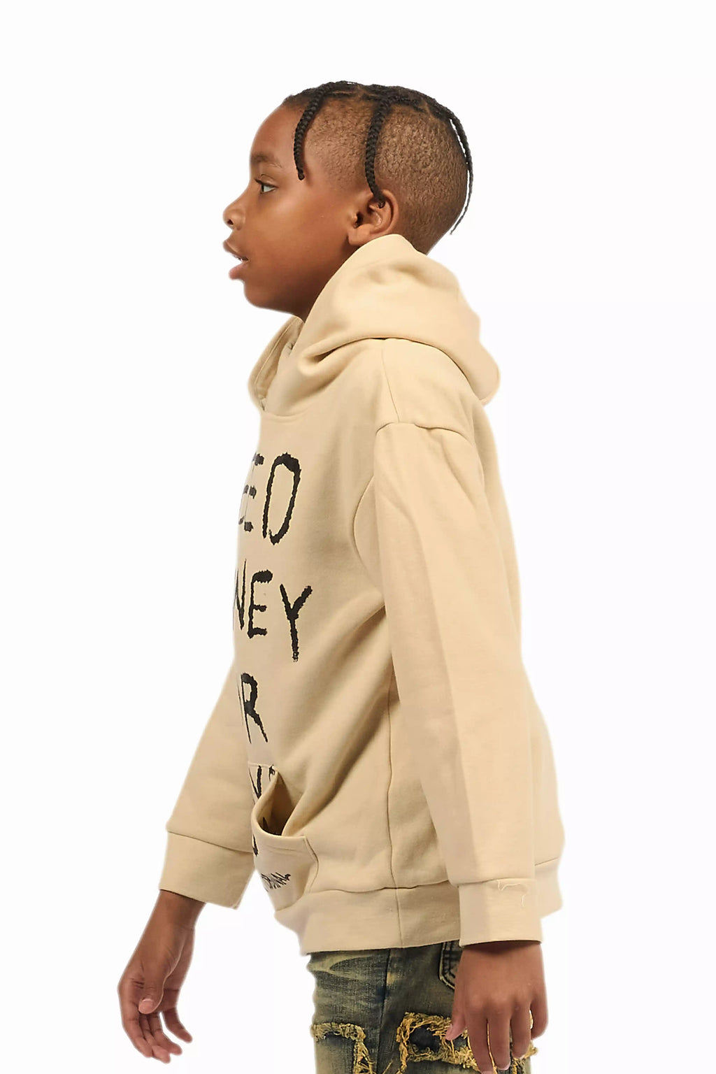 Boys M4 Toys Beige/Black Graphic Hoodie