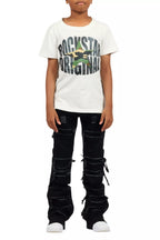Boys Vasco Jet Black Stacked Flare Jean