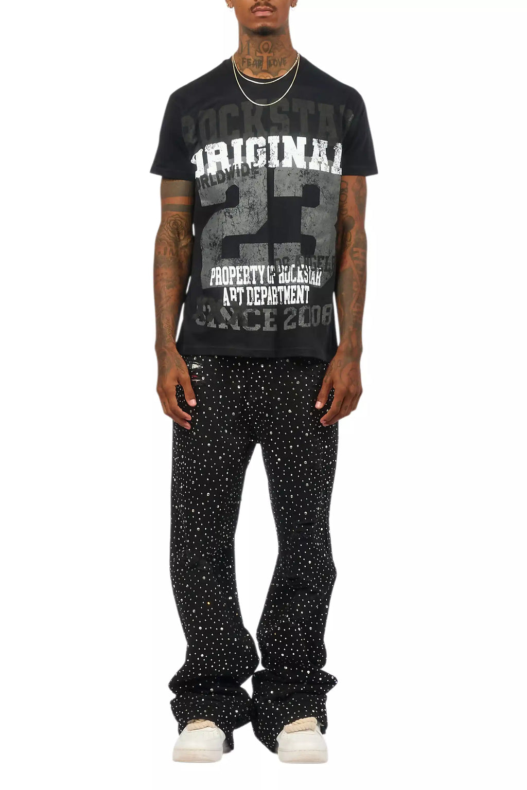 Discolite Rhinestone Jet Black Baggy Jean