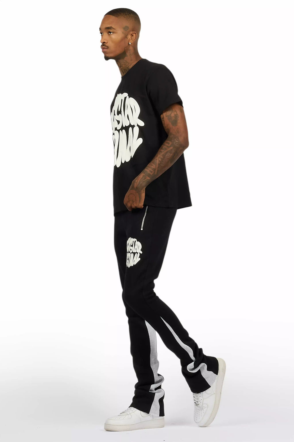 Thierry Black T-Shirt/Stacked Flare Track Set