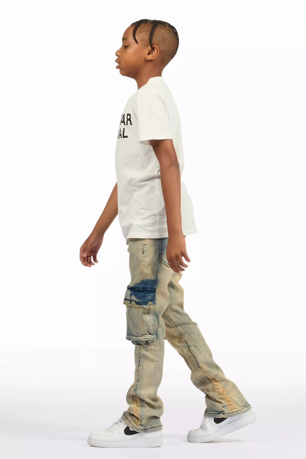 Boys Cermer Vintage Light Blue Flare Cargo Jean