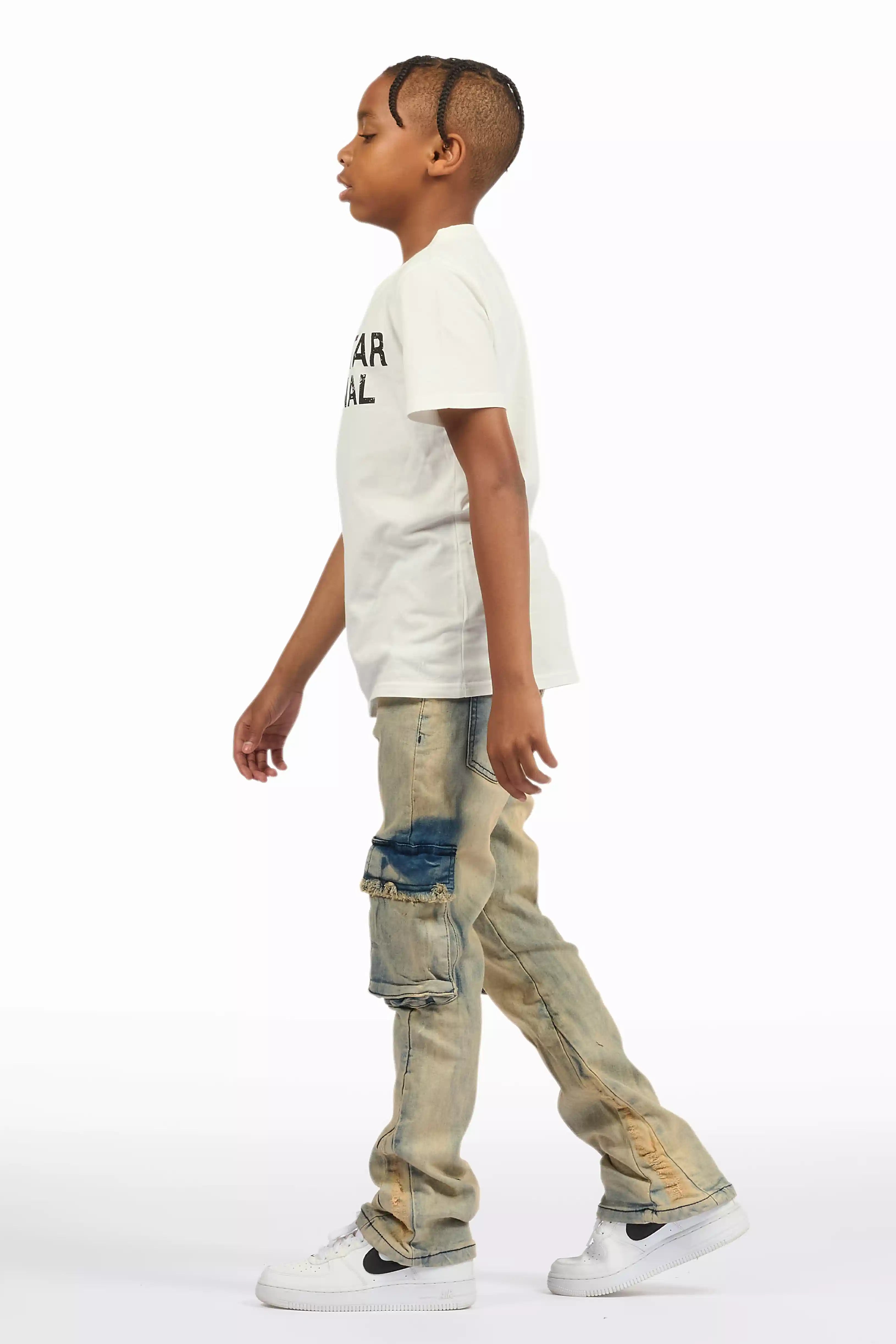 Boys Cermer Vintage Light Blue Flare Cargo Jean